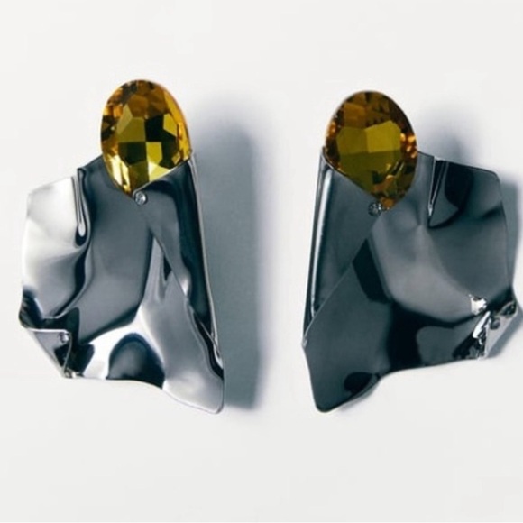 IRREGULAR RESIN EARRINGS - Silver | ZARA NWT 🔥✨🔥🔥 - Picture 3 of 8